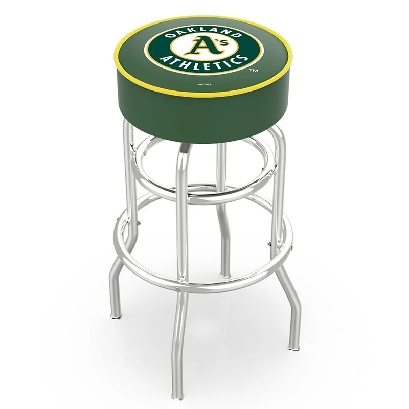 Athletics 30" Double Ring Chrome Swivel Counter Stool