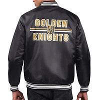 Men's Starter  Black Vegas Golden Knights Printed Team Logo Satin Varsity Full-Snap Jacket