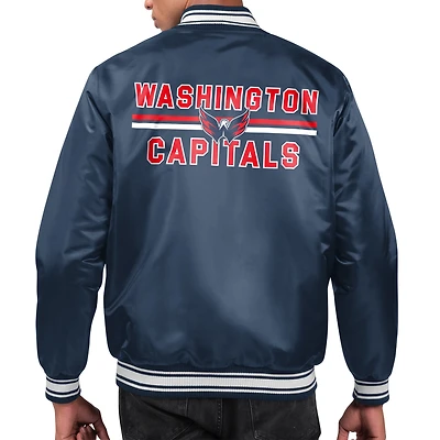 Men's Starter  Navy Washington Capitals Printed Team Logo Satin Varsity Full-Snap Jacket