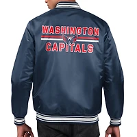 Men's Starter  Navy Washington Capitals Printed Team Logo Satin Varsity Full-Snap Jacket