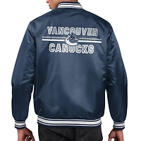 Men's Starter  Navy Vancouver Canucks Printed Team Logo Satin Varsity Full-Snap Jacket