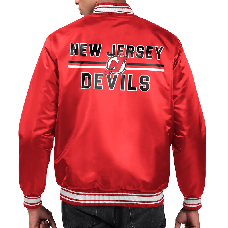 Men's Starter New Jersey Devils Printed Team Logo Satin Varsity Full-Snap Jacket