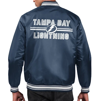 Men's Starter  Navy Tampa Bay Lightning Printed Team Logo Satin Varsity Full-Snap Jacket