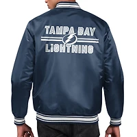 Men's Starter  Navy Tampa Bay Lightning Printed Team Logo Satin Varsity Full-Snap Jacket