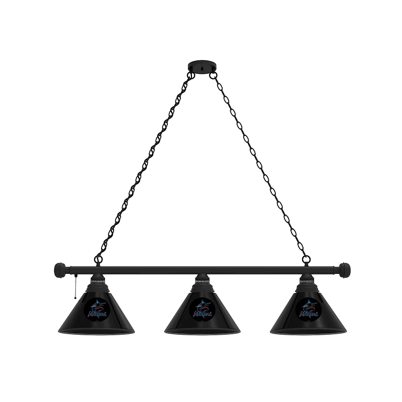 Miami Marlins 3-Shade Billiard Light with Black Fixture