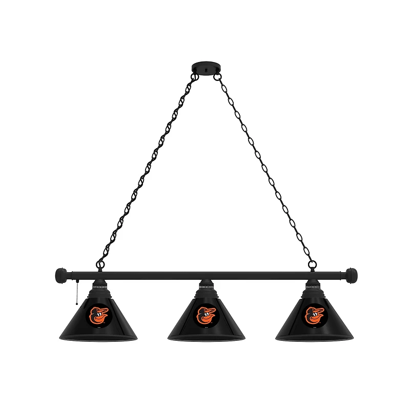 Baltimore Orioles 3-Shade Billiard Light with Black Fixture