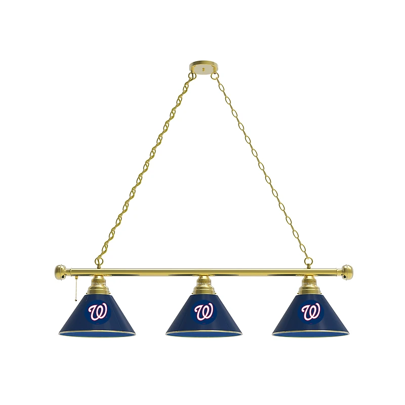 Washington Nationals 3-Shade Billiard Light with Brass Fixture