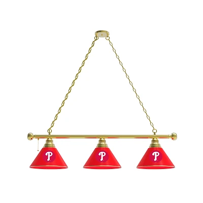Philadelphia Phillies 3-Shade Billiard Light with Brass Fixture