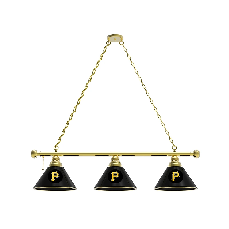 Pittsburgh Pirates 3-Shade Billiard Light with Brass Fixture