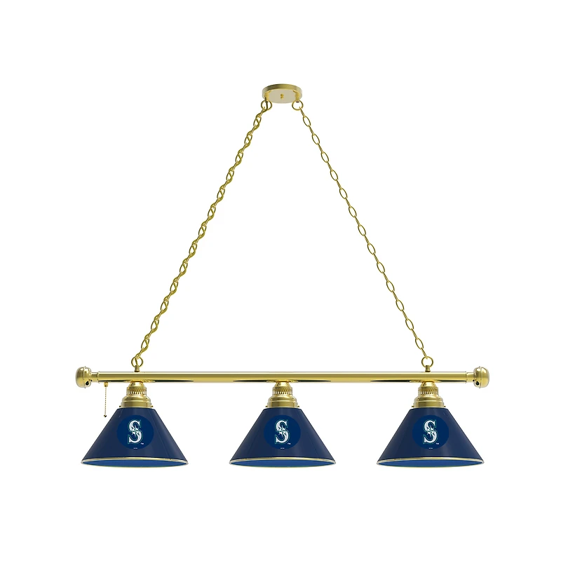 Seattle Mariners 3-Shade Billiard Light with Brass Fixture