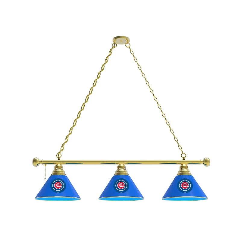 Chicago Cubs 3-Shade Billiard Light with Brass Fixture
