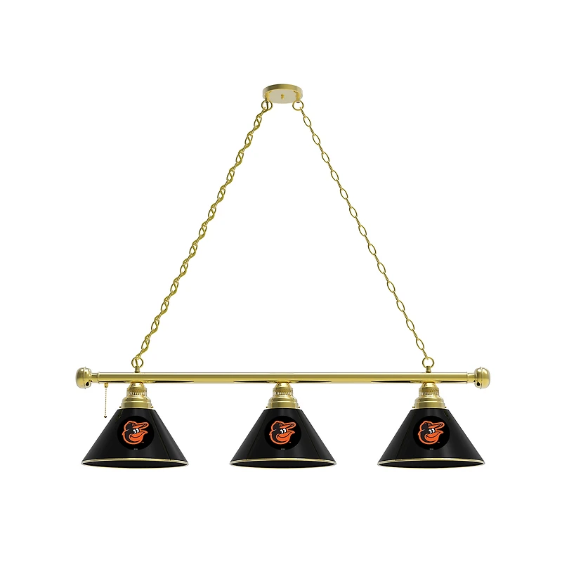 Baltimore Orioles 3-Shade Billiard Light with Brass Fixture