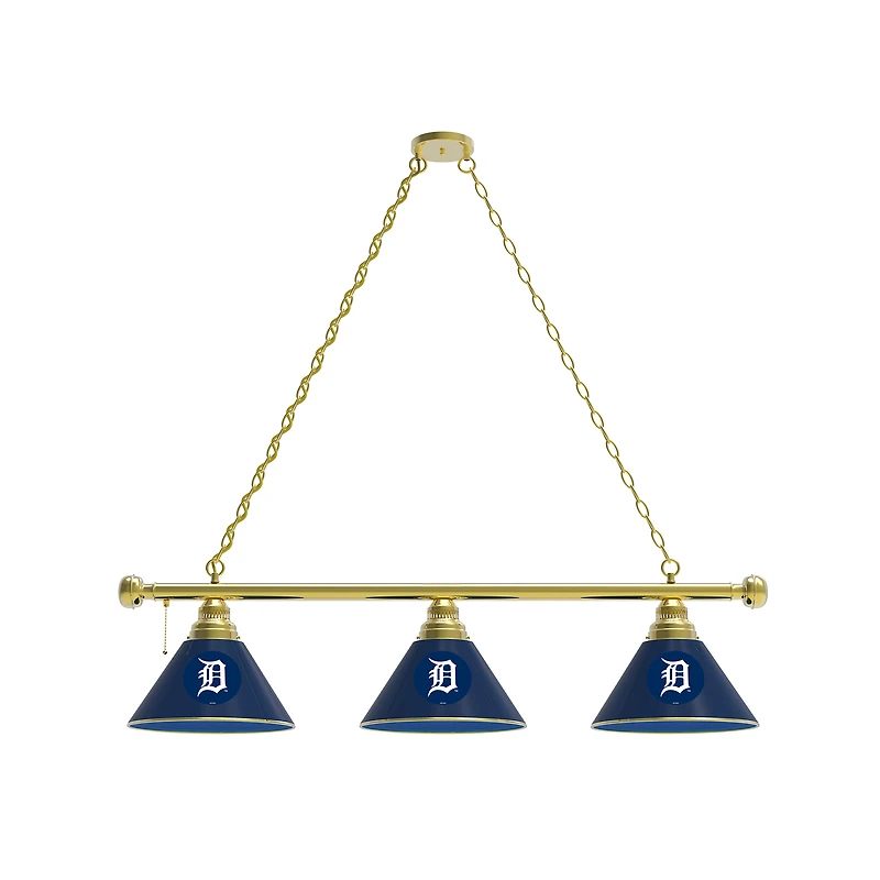 Detroit Tigers 3-Shade Billiard Light with Brass Fixture