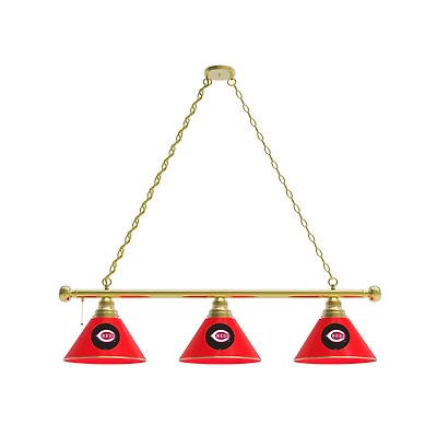 Cincinnati Reds 3-Shade Billiard Light with Brass Fixture