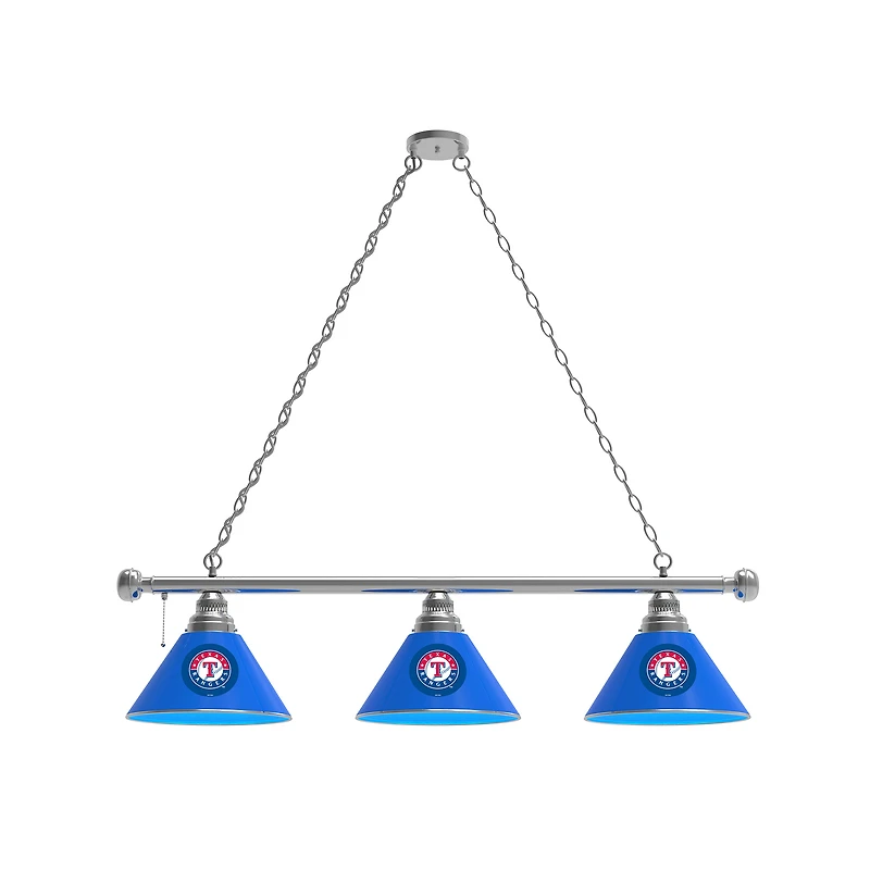 Texas Rangers 3-Shade Billiard Light with Chrome Fixture
