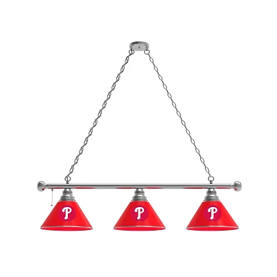 Philadelphia Phillies 3-Shade Billiard Light with Chrome Fixture