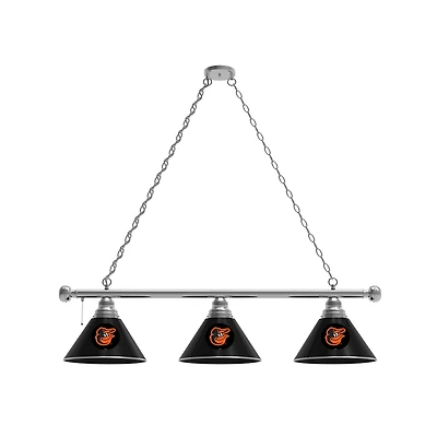 Baltimore Orioles 3-Shade Billiard Light with Chrome Fixture