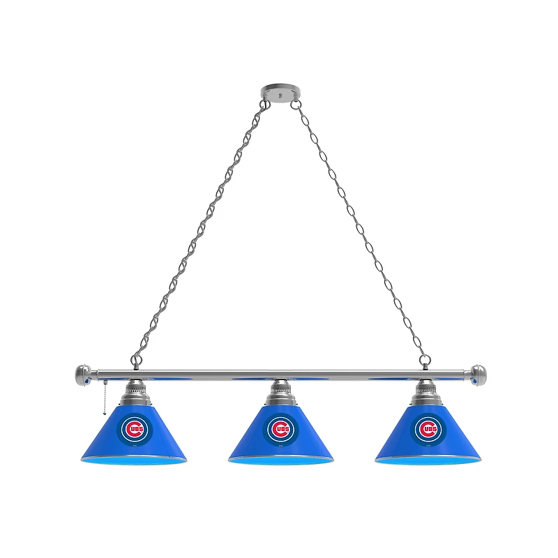 Chicago Cubs 3-Shade Billiard Light with Chrome Fixture