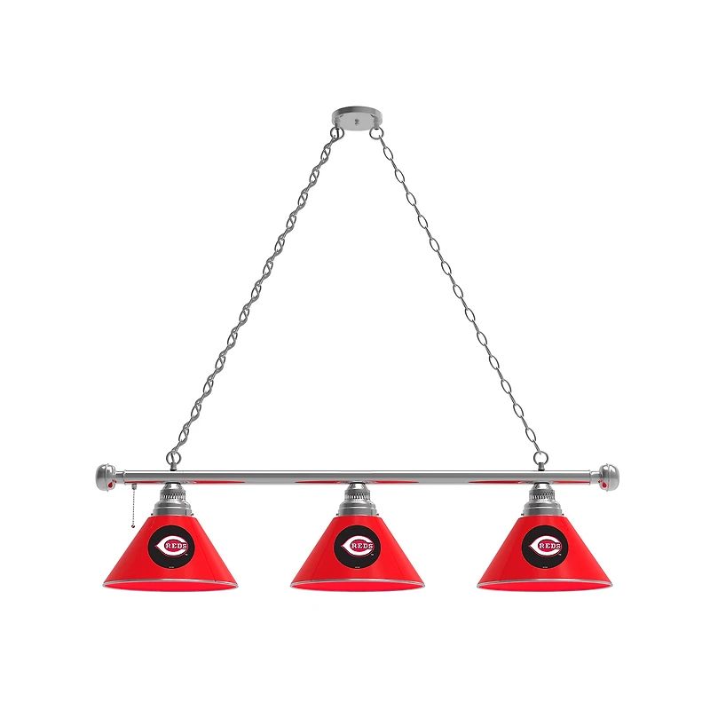 Cincinnati Reds 3-Shade Billiard Light with Chrome Fixture