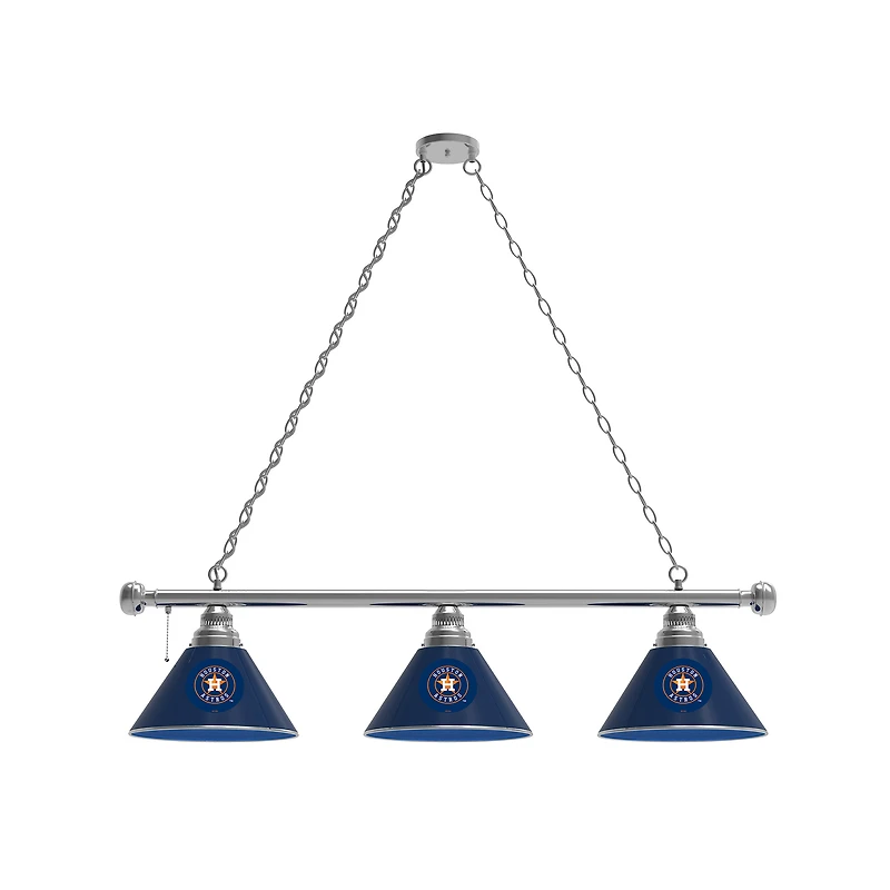 Houston Astros 3-Shade Billiard Light with Chrome Fixture