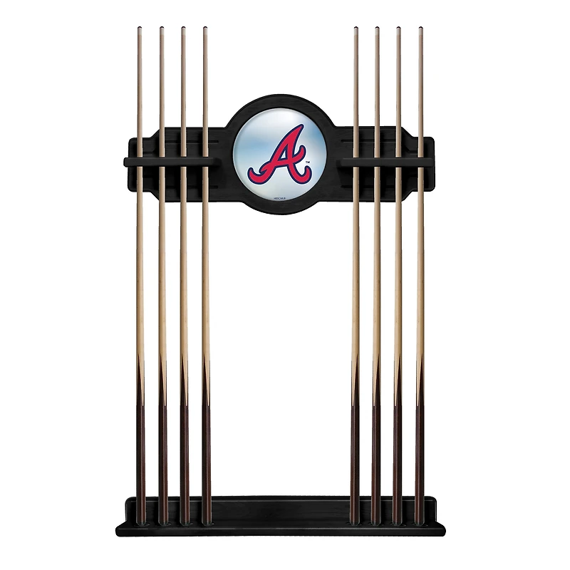 Black Atlanta Braves Eight Stick Wood Pool Cue Rack