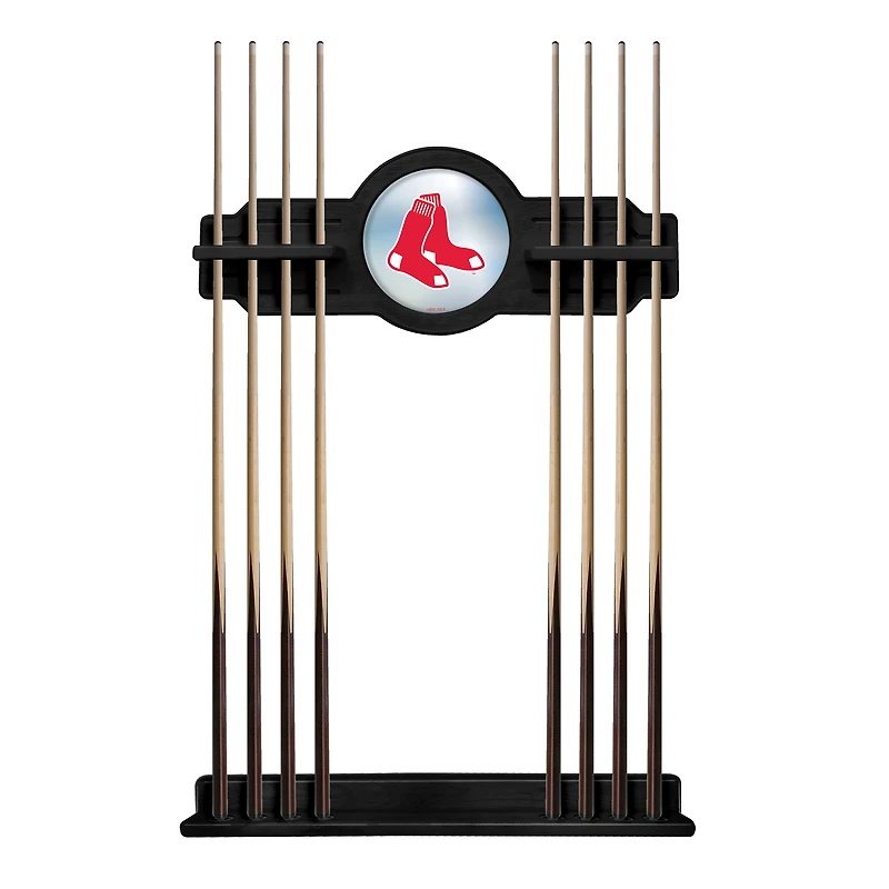 Black Boston Red Sox Eight Stick Wood Pool Cue Rack