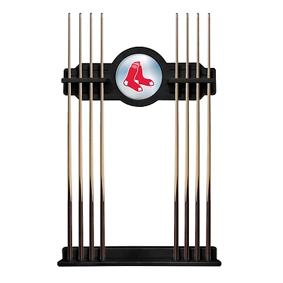 Black Boston Red Sox Eight Stick Wood Pool Cue Rack