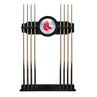 Black Boston Red Sox Eight Stick Wood Pool Cue Rack