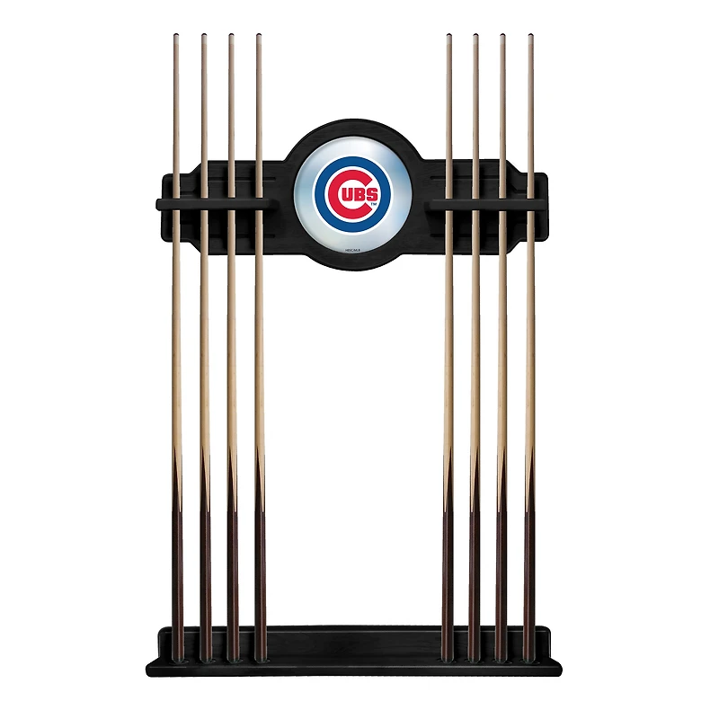Black Chicago Cubs Eight Stick Wood Pool Cue Rack