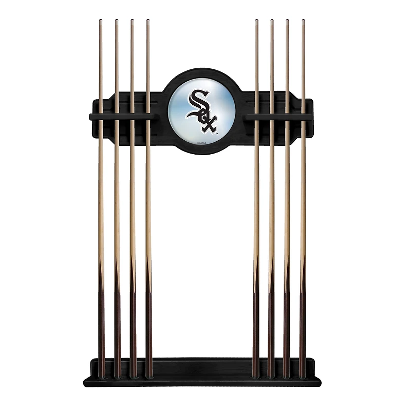 Black Chicago White Sox Eight Stick Wood Pool Cue Rack