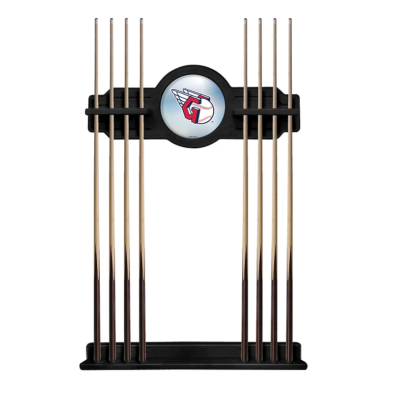 Black Cleveland Guardians Eight Stick Wood Pool Cue Rack
