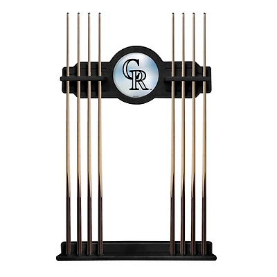 Black Colorado Rockies Eight Stick Wood Pool Cue Rack