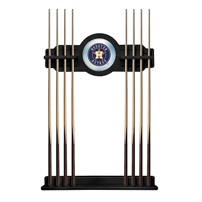 Black Houston Astros Eight Stick Wood Pool Cue Rack