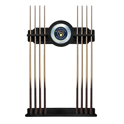 Black Milwaukee Brewers Eight Stick Wood Pool Cue Rack