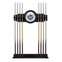 Black New York Mets Eight Stick Wood Pool Cue Rack