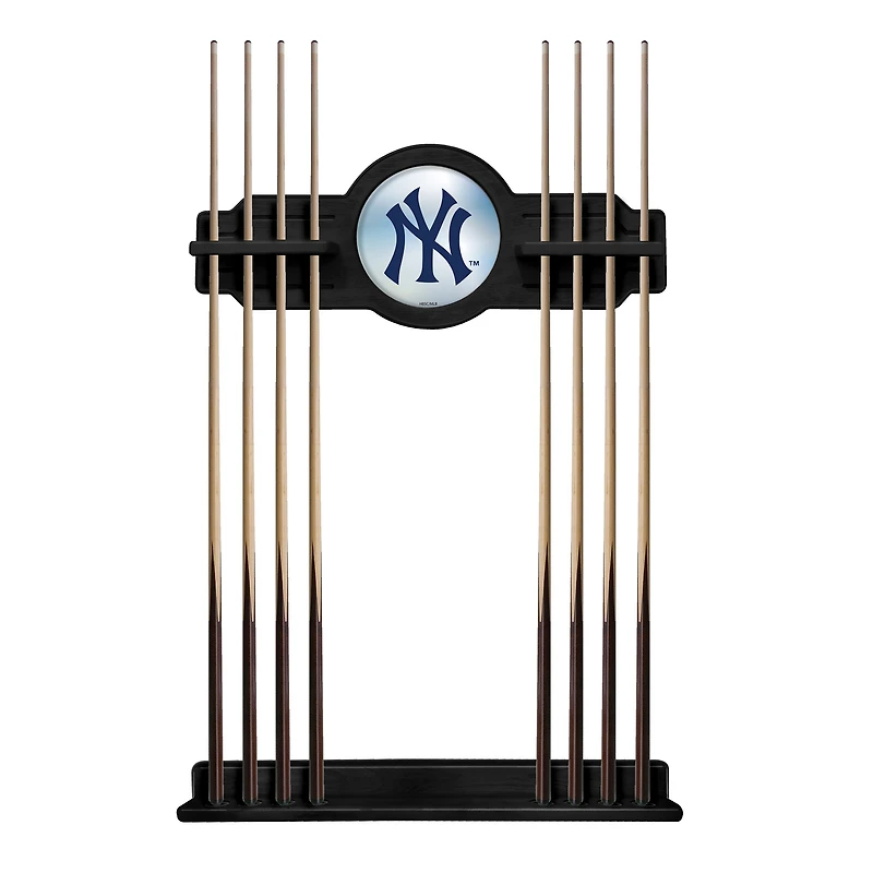 Black New York Yankees Eight Stick Wood Pool Cue Rack