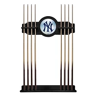Black New York Yankees Eight Stick Wood Pool Cue Rack