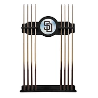 Black San Diego Padres Eight Stick Wood Pool Cue Rack