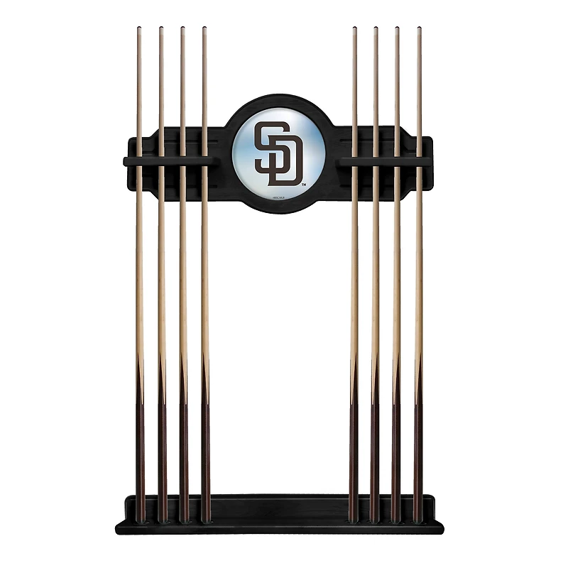 Black San Diego Padres Eight Stick Wood Pool Cue Rack