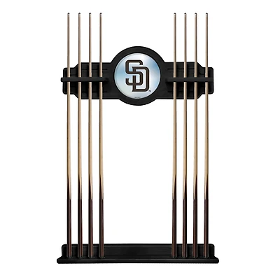 Black San Diego Padres Eight Stick Wood Pool Cue Rack