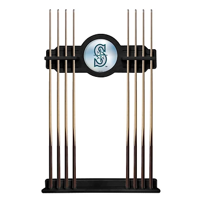 Black Seattle Mariners Eight Stick Wood Pool Cue Rack