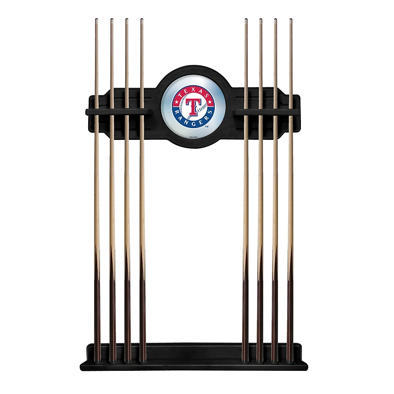 Black Texas Rangers Eight Stick Wood Pool Cue Rack
