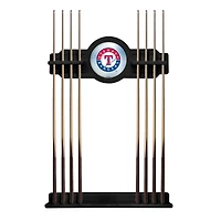 Black Texas Rangers Eight Stick Wood Pool Cue Rack