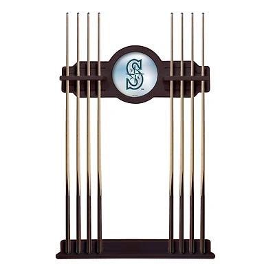 English Tudor Seattle Mariners Eight Stick Wood Pool Cue Rack