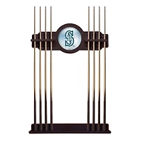 English Tudor Seattle Mariners Eight Stick Wood Pool Cue Rack