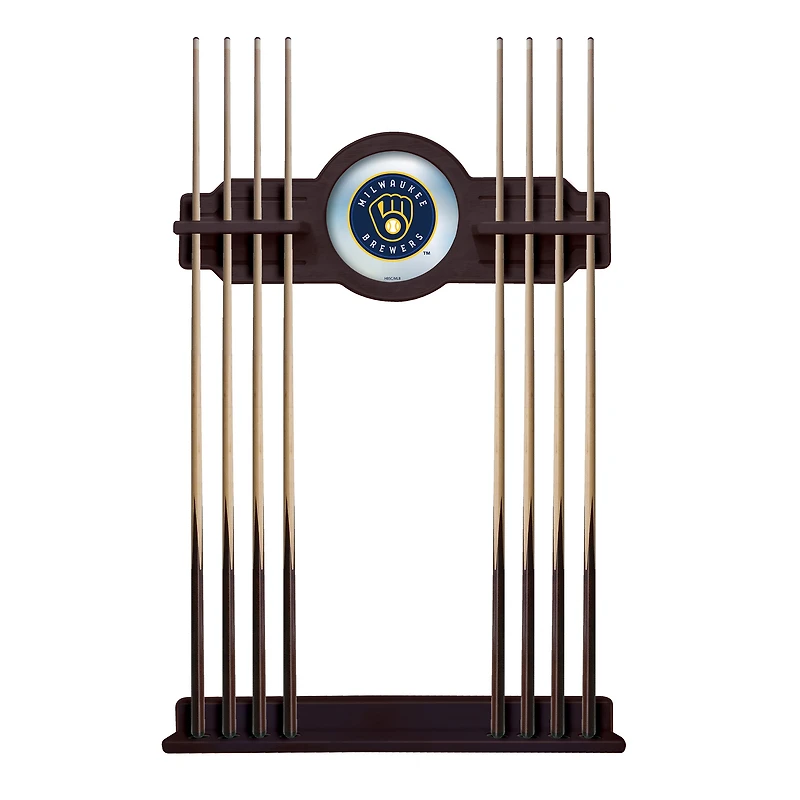 English Tudor Milwaukee Brewers Eight Stick Wood Pool Cue Rack