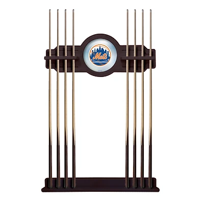 English Tudor New York Mets Eight Stick Wood Pool Cue Rack