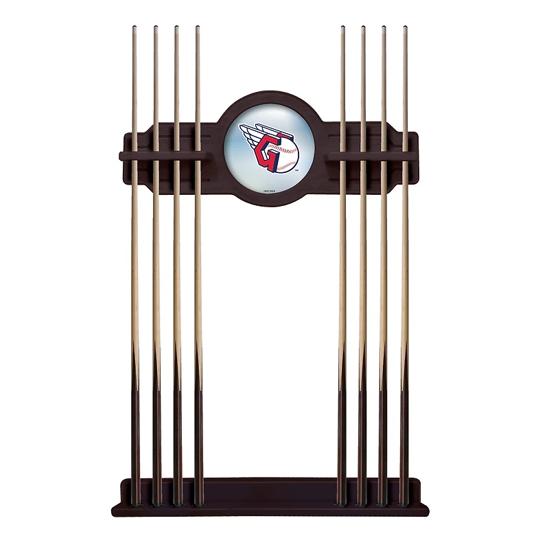 English Tudor Cleveland Guardians Eight Stick Wood Pool Cue Rack
