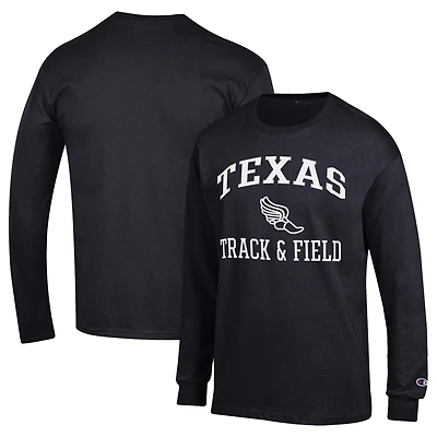 Men's Champion  Black Texas Longhorns Icon Track & Field Long Sleeve T-Shirt