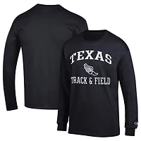 Men's Champion  Black Texas Longhorns Icon Track & Field Long Sleeve T-Shirt